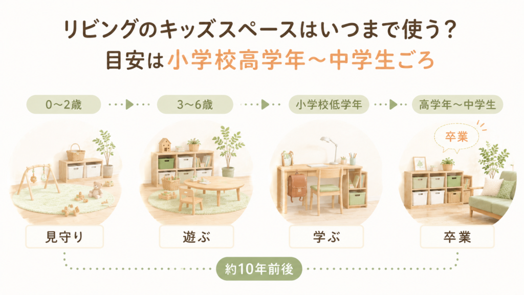 リビングのキッズスペースはいつまで使う?目安は小学校高学年〜中学生ごろ