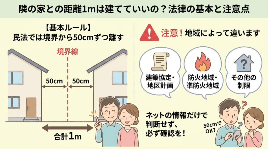 隣の家との距離1mは、そもそも建ててもいいの？