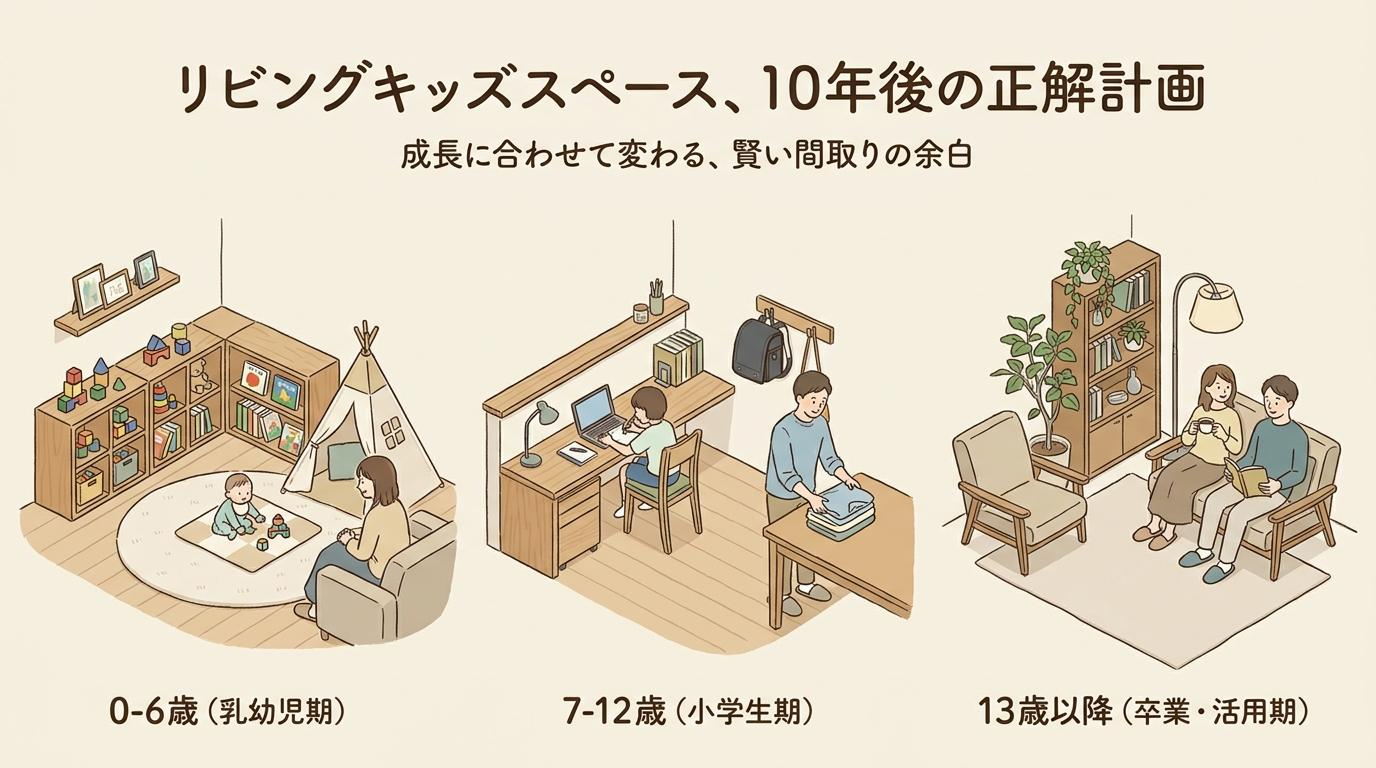 リビングのキッズスペース、撤去はいつ？成長に合わせた賢い間取り計画