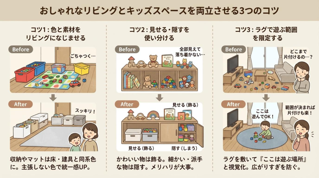 おしゃれなリビングとキッズスペースを両立させるコツ