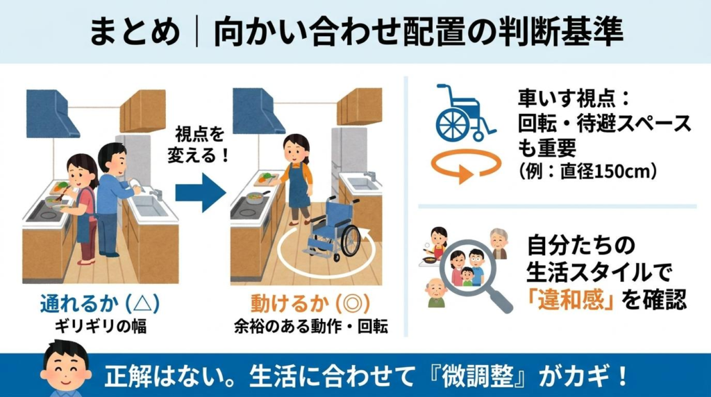 まとめ｜冷蔵庫とコンロ向かい合わせは条件次第