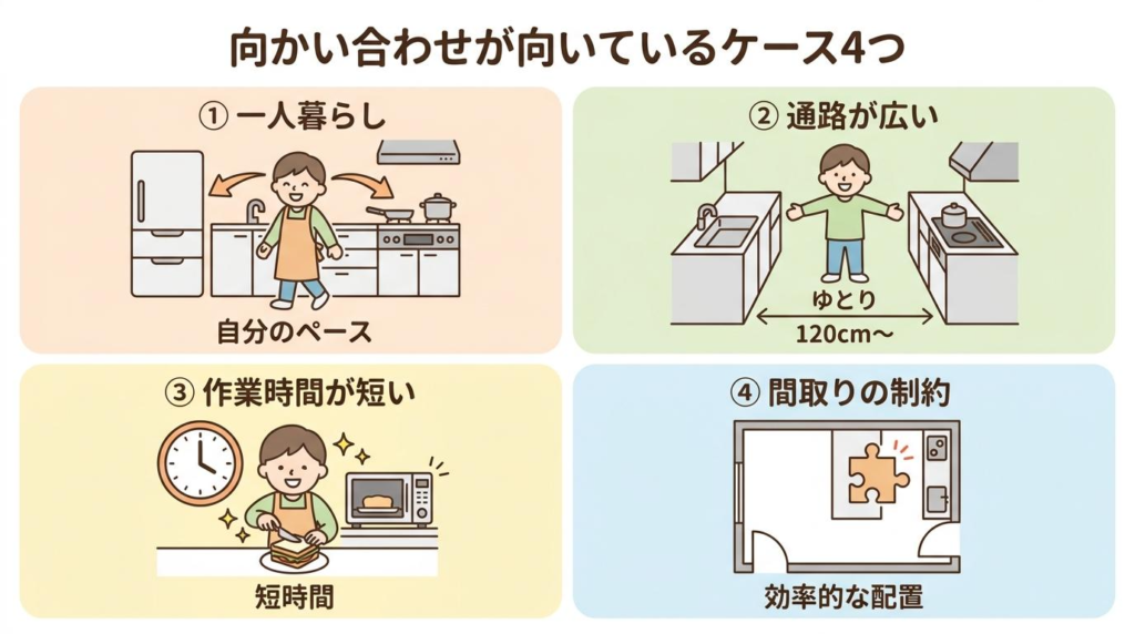 向かい合わせが向いているケース4つ