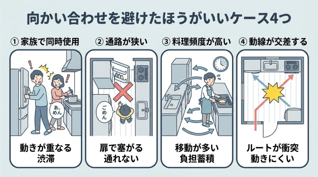 向かい合わせを避けたほうがいいケース4つ