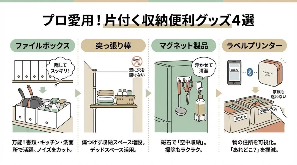 プロ愛用！片付く収納に役立つ便利グッズ4選