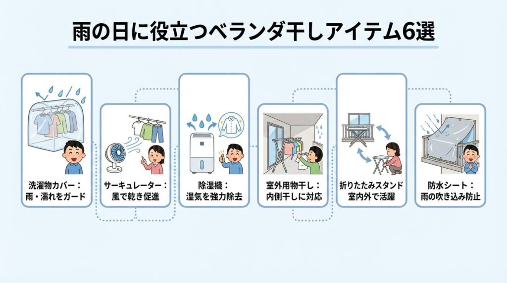 雨の日に役立つベランダ干しアイテム6選