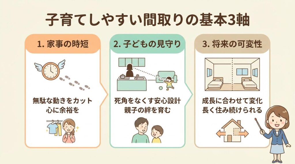 子育てしやすい間取りを叶える基本の3軸