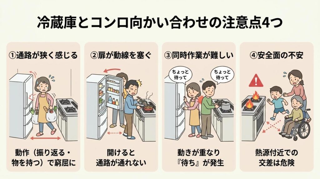 冷蔵庫とコンロ向かい合わせの注意点4つ