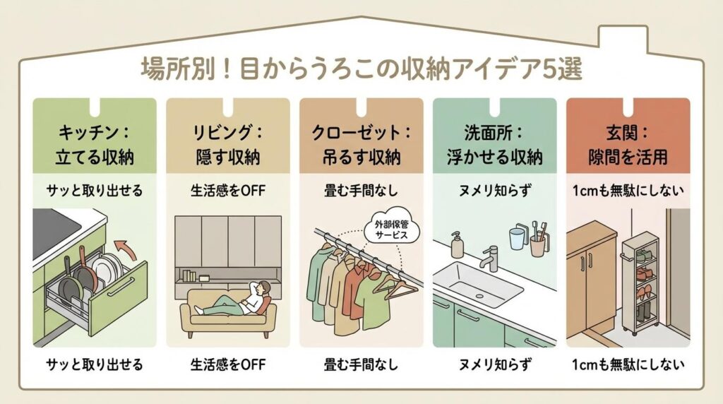 場所別の目からうろこな収納アイデア5選