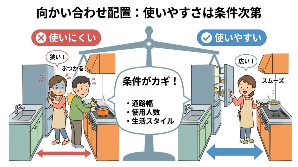 冷蔵庫とコンロ向かい合わせの結論と判断軸