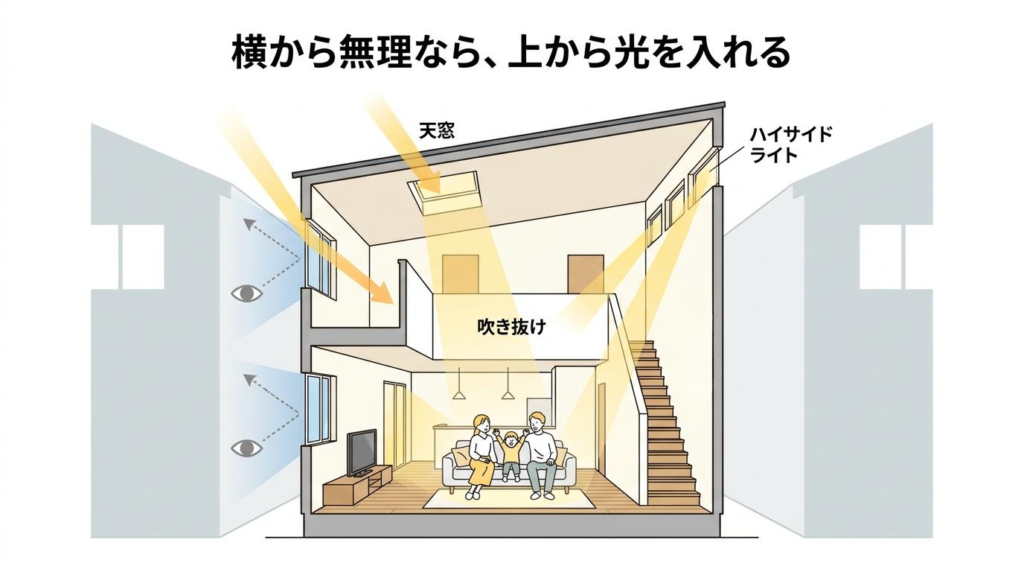 横から無理なら、上から光を入れる