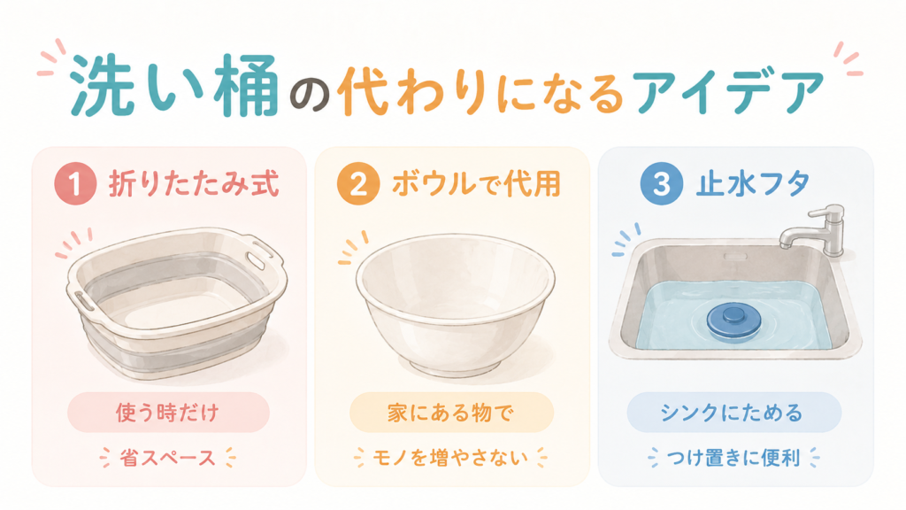 洗い桶の代わりになる便利なアイテムやアイデア