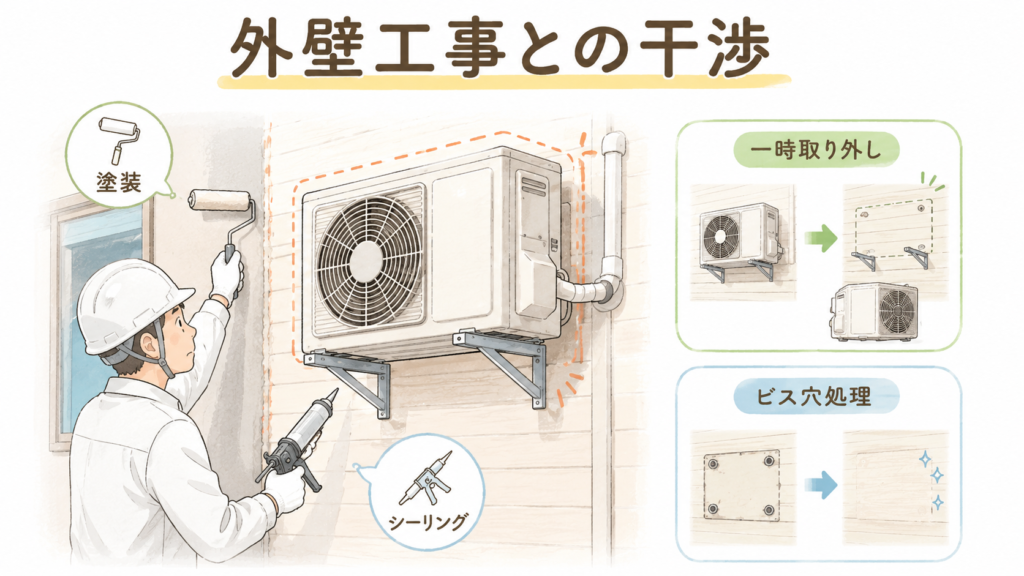 デメリット④：外壁メンテナンス（塗装・シーリング・張替え）と干渉しやすい