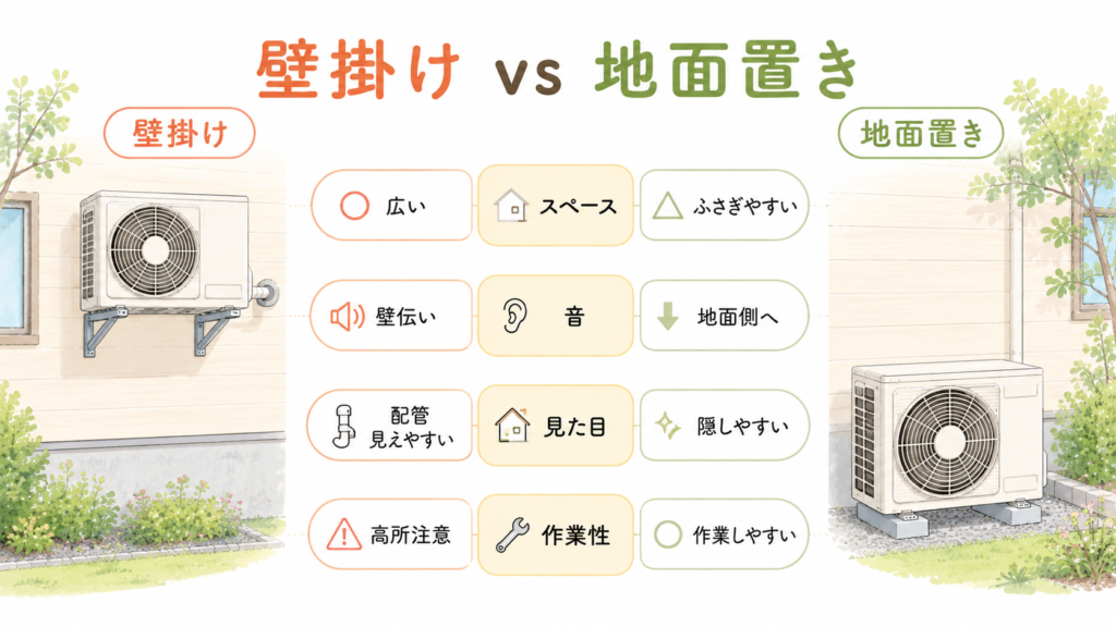 壁掛けと地面置き、どちらが合う？比較表で判断する