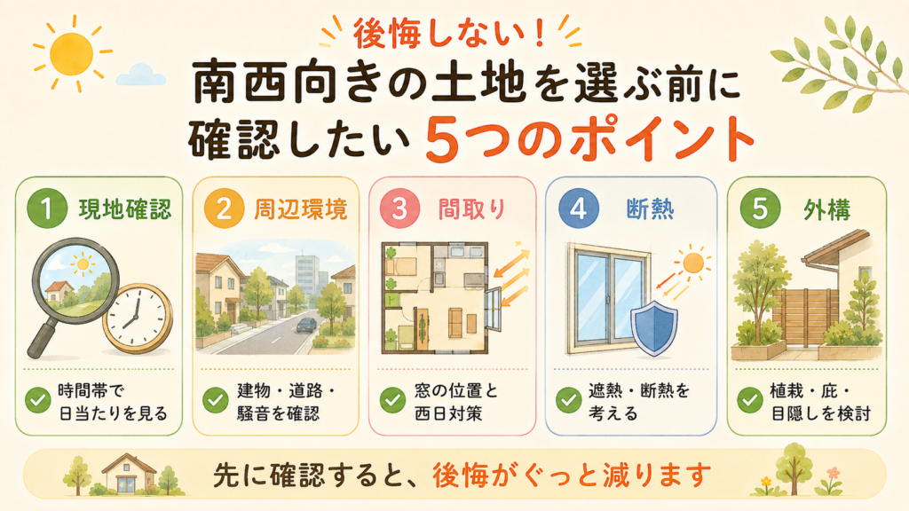 後悔しない！南西向きの土地を選ぶ前に確認したい5つのポイント