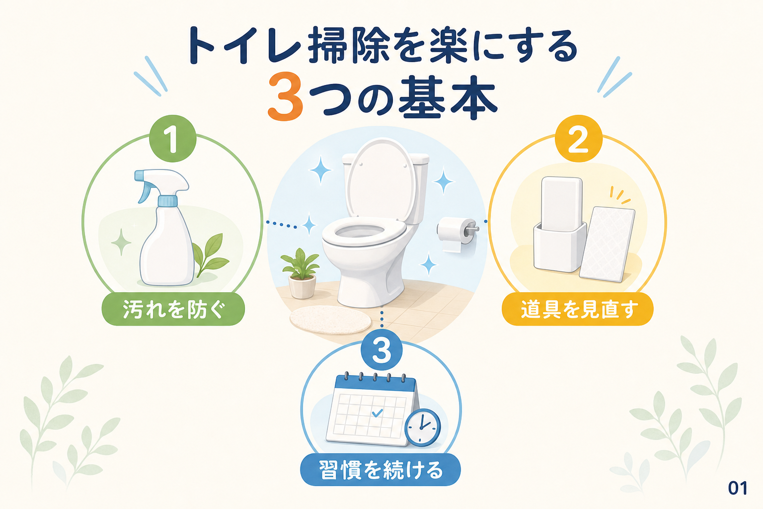 トイレ掃除を楽にする3つの基本