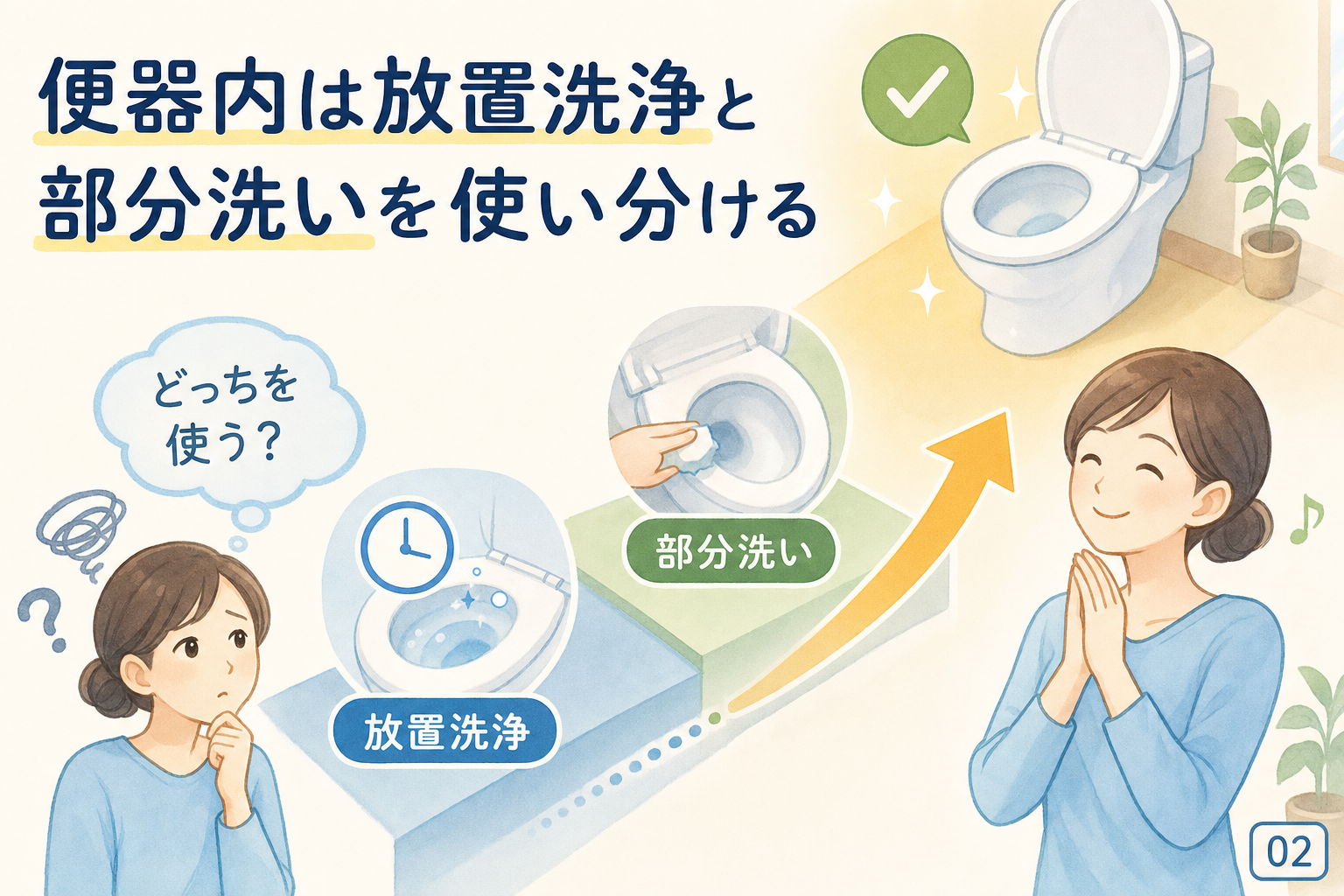 便器内は放置洗浄と部分洗いを使い分ける