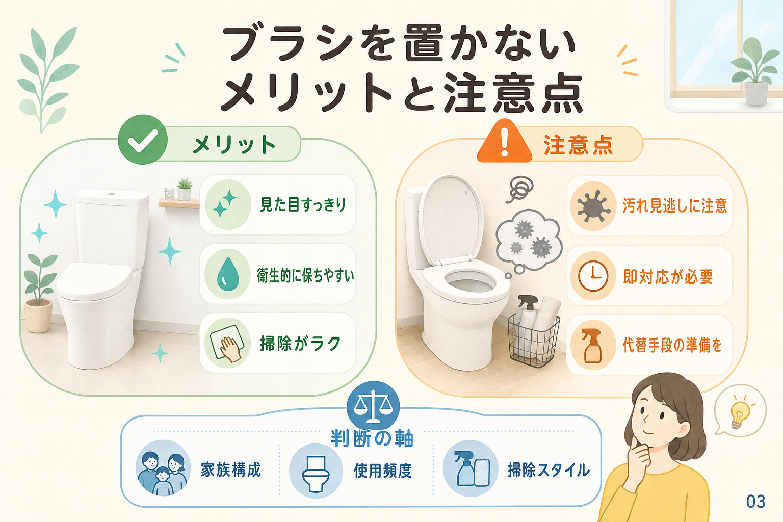 ブラシを置かないメリットと注意点