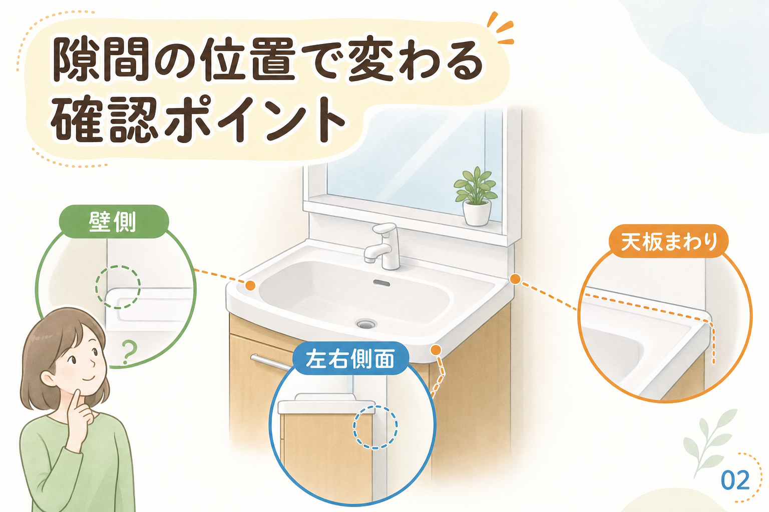 隙間の位置で変わる確認ポイント
