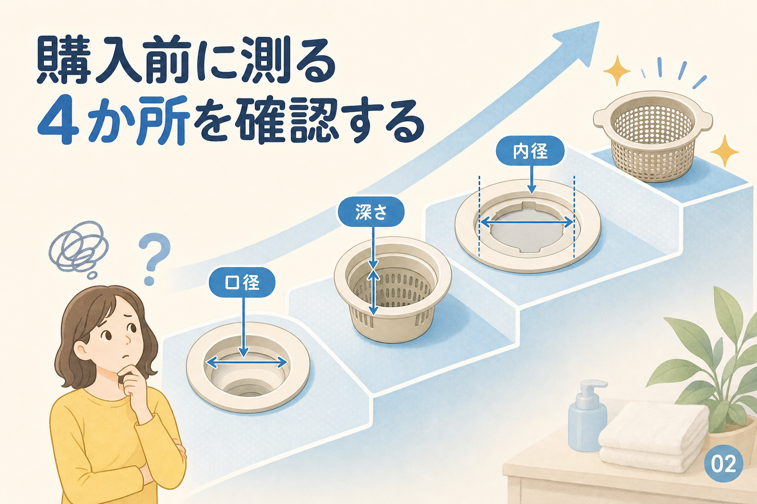 購入前に測る4か所を確認する