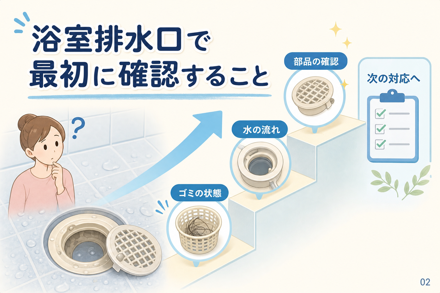 浴室排水口で最初に確認すること