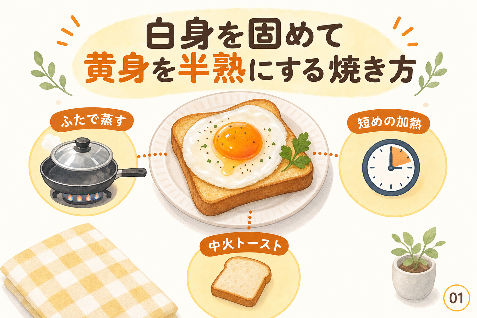 白身を固めて黄身を半熟にする焼き方