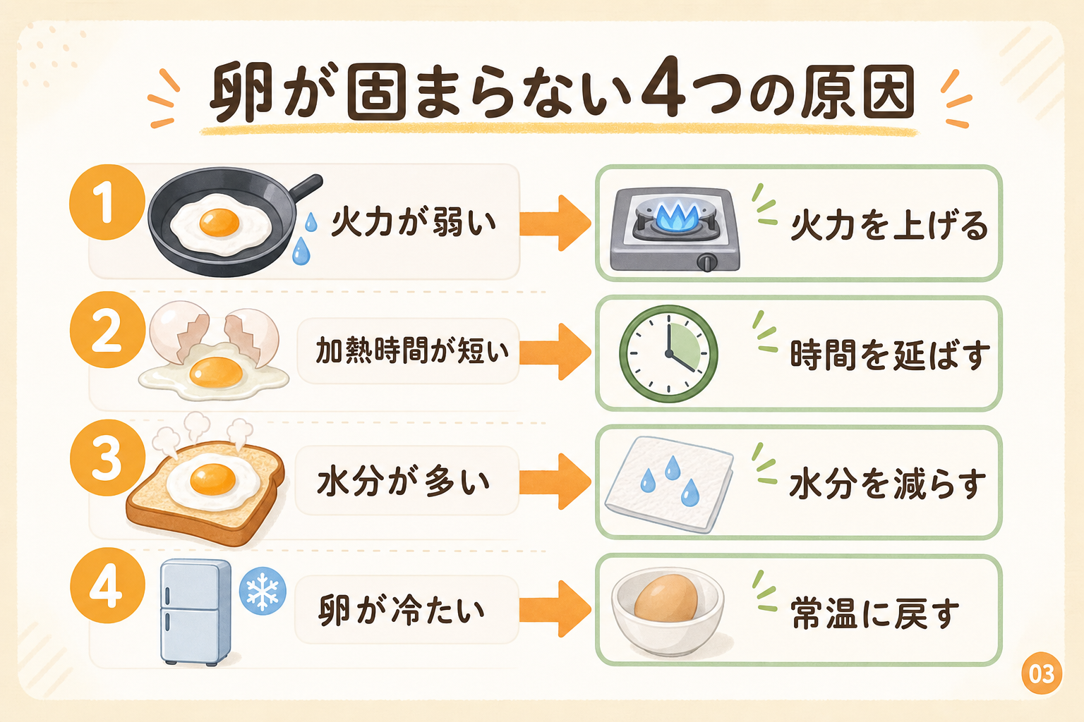 卵が固まらない4つの原因