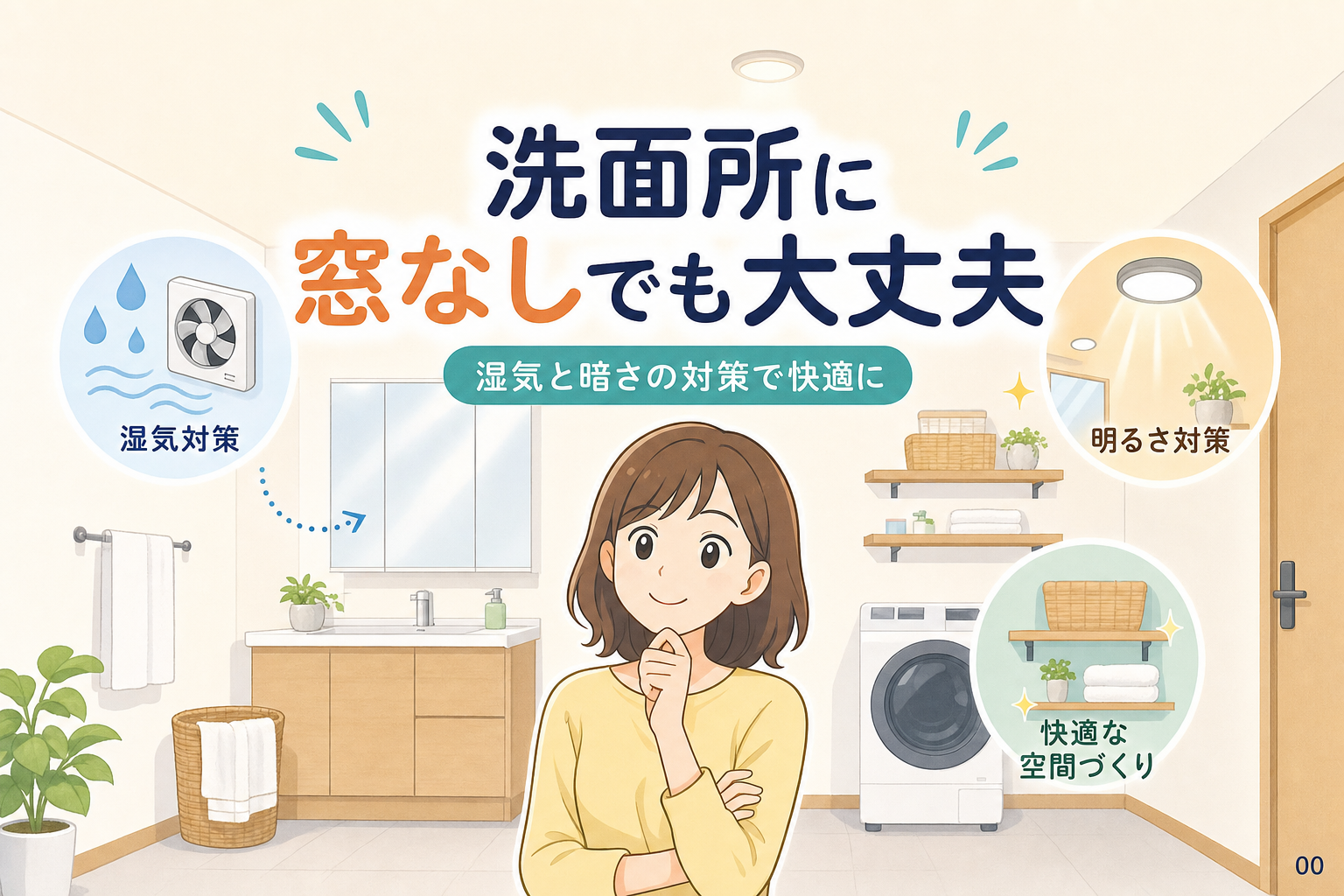 洗面所に窓なしでも大丈夫？湿気と暗さの対策