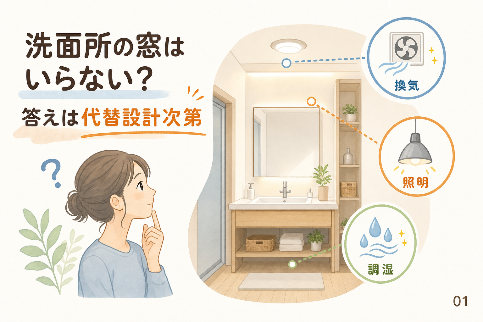 洗面所の窓はいらない？答えは代替設計次第