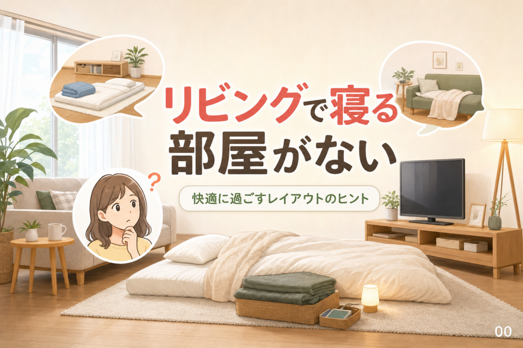 リビングで寝るしかないとき寝床はどこに置く？