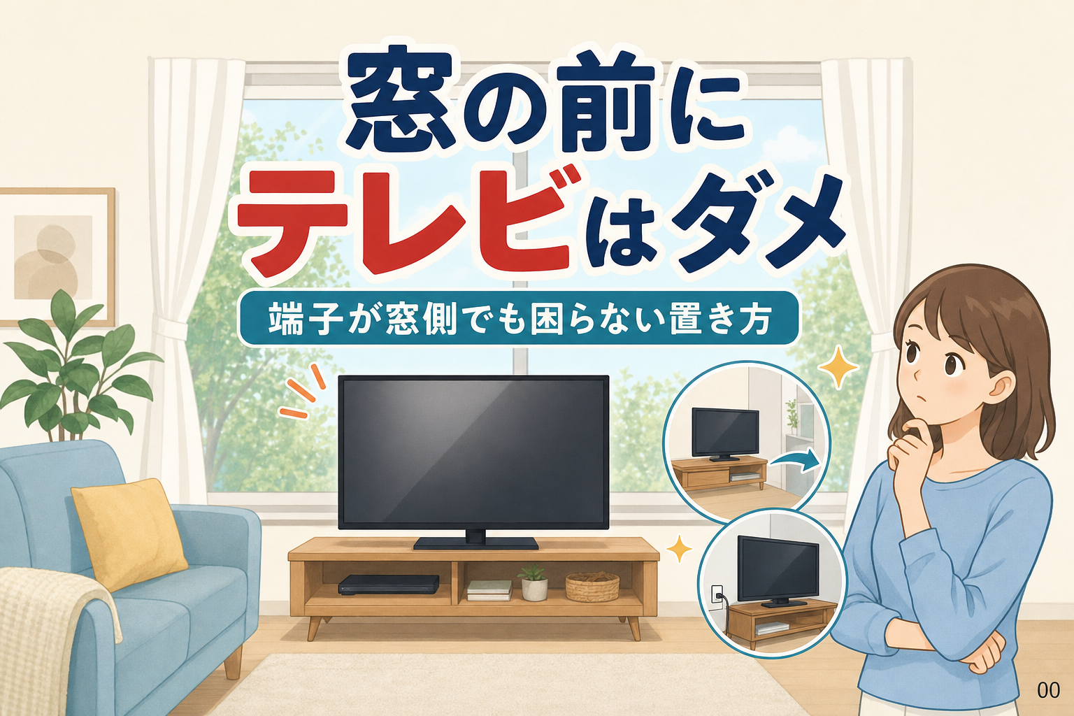 窓の前にテレビはダメ？端子が窓側でも困らない置き方