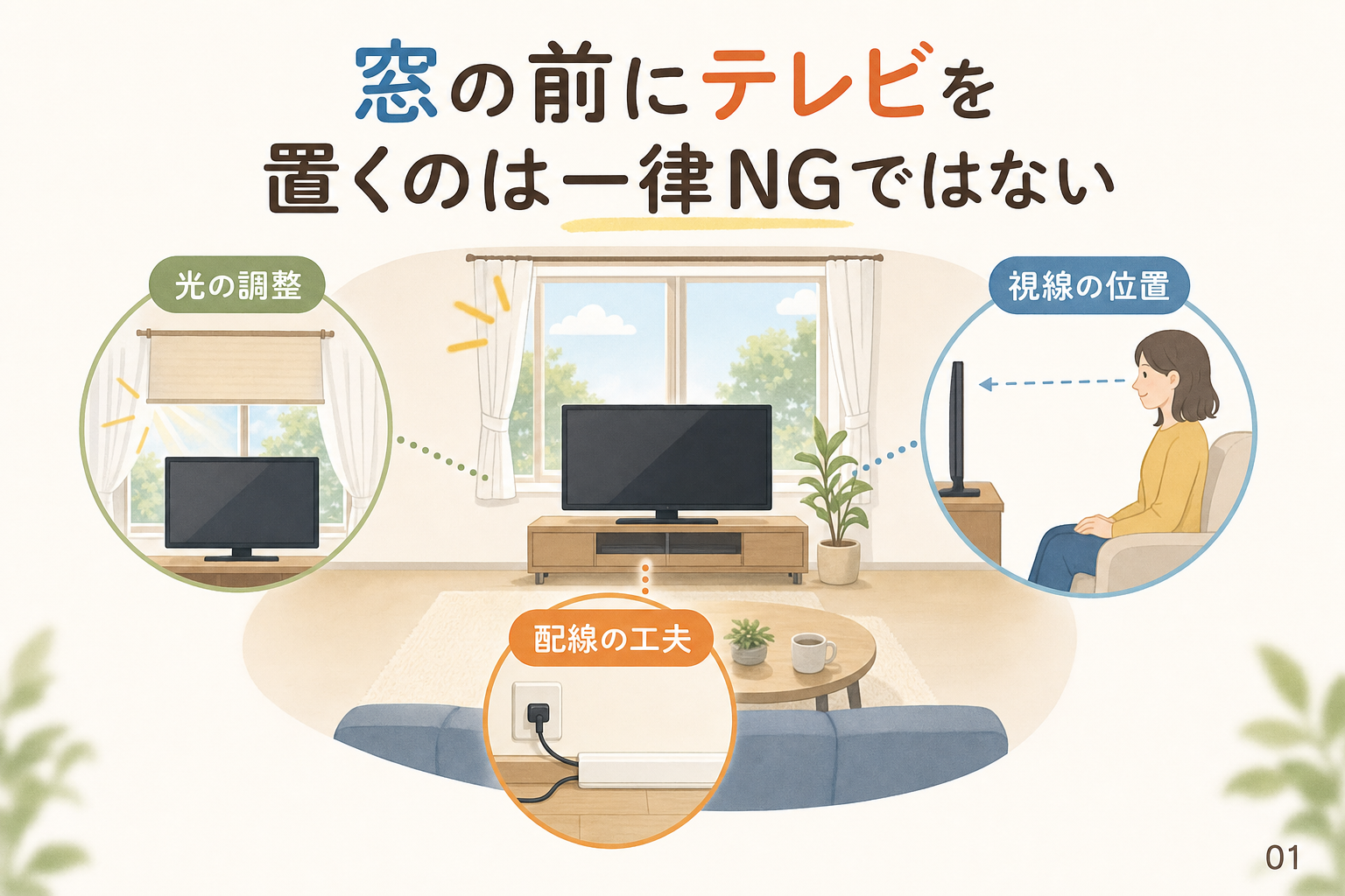 窓の前にテレビを置くのは一律NGではない