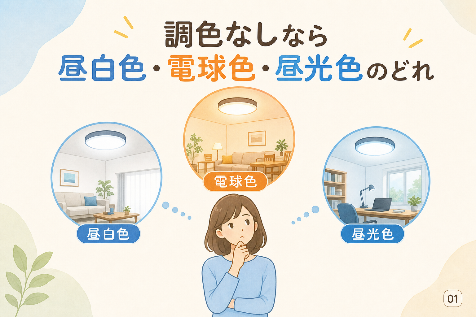 調色なしなら昼白色・電球色・昼光色のどれ?
