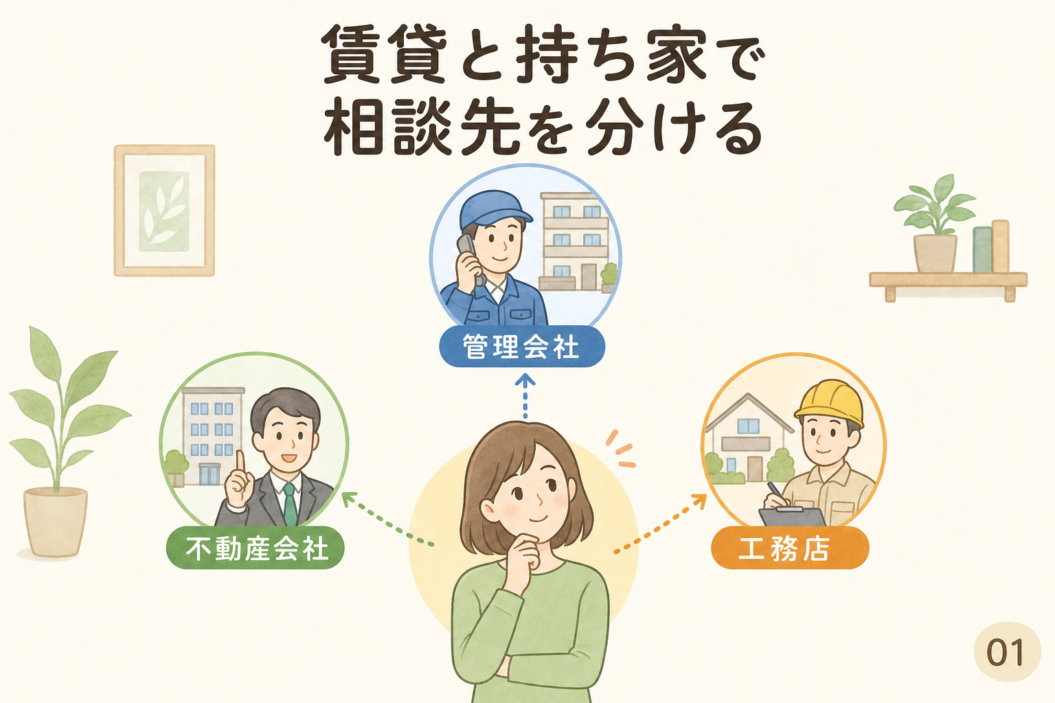 賃貸と持ち家で相談先を分ける