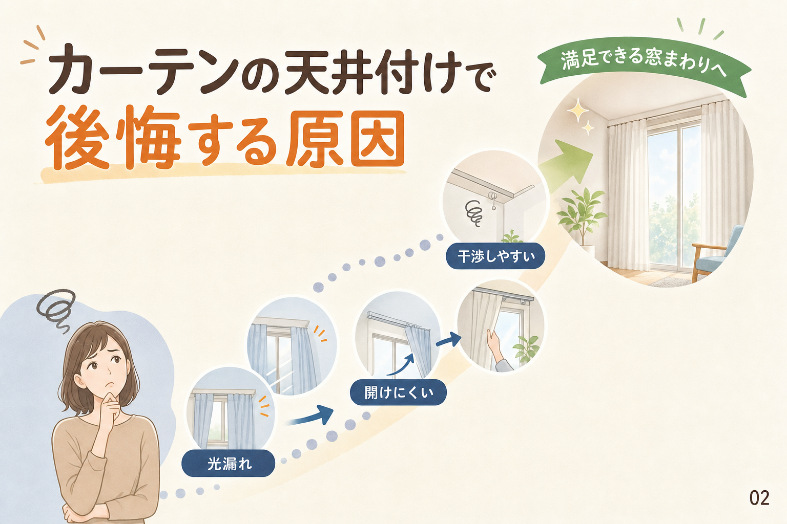 カーテンの天井付けで後悔する原因