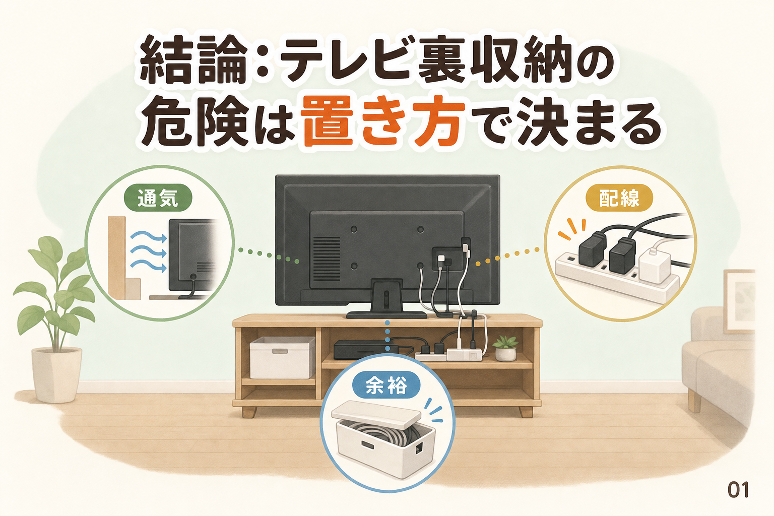 結論:テレビ裏収納の危険は置き方で決まる