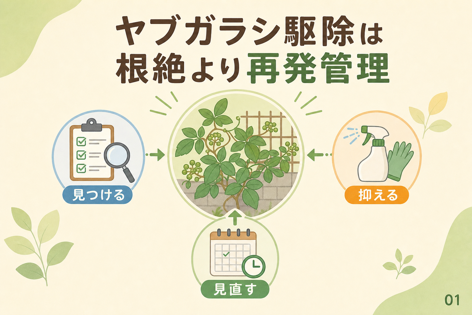 ヤブガラシ駆除は根絶より再発管理