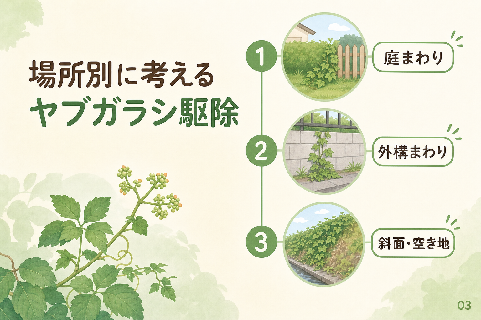 場所別に考えるヤブガラシ駆除