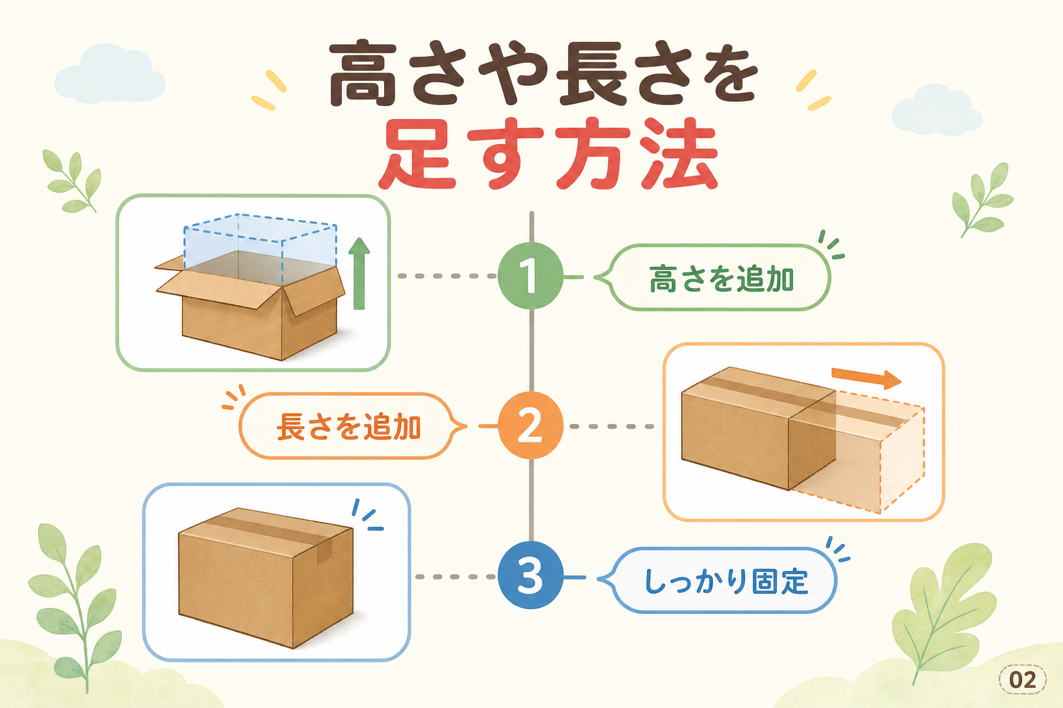 高さや長さを足す方法