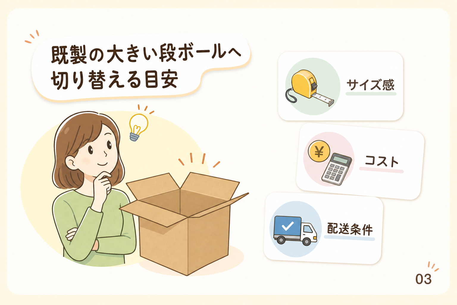 既製の大きい段ボールへ切り替える目安