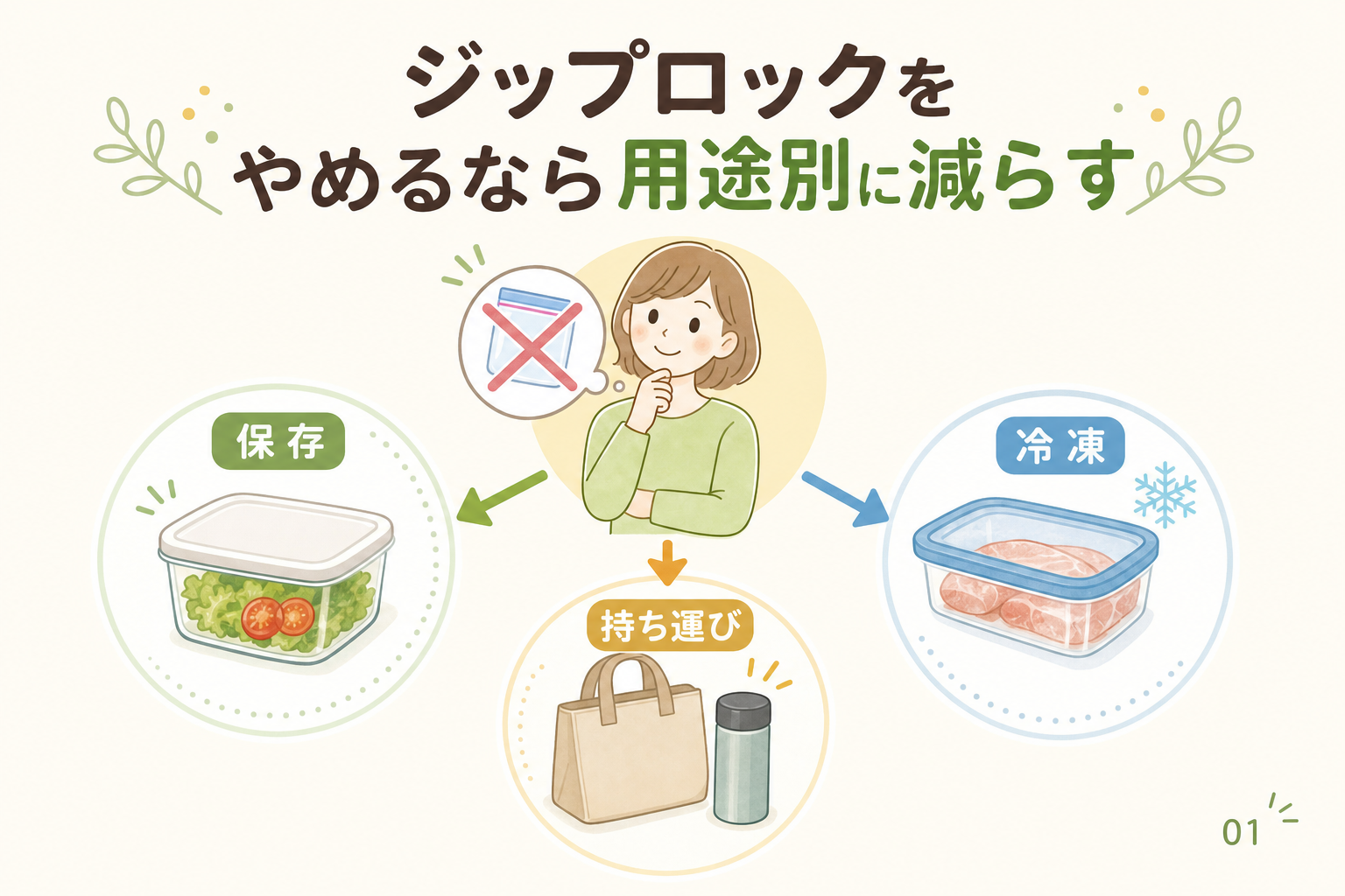ジップロックをやめるなら用途別に減らす