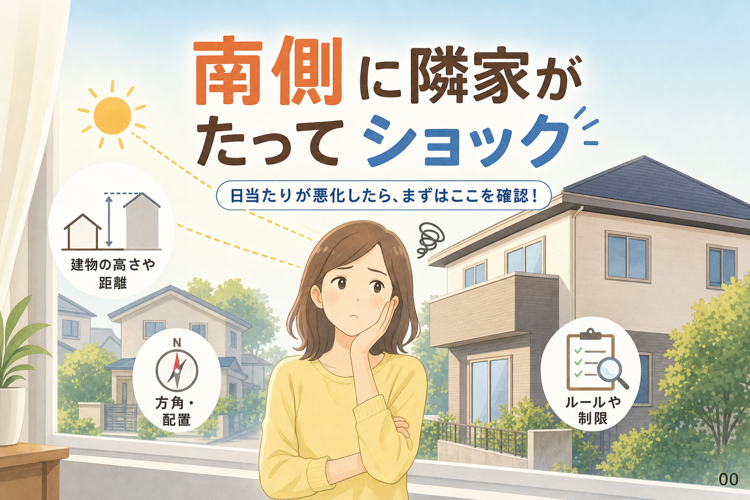 南側の隣家で日当たりが悪化したら何を確認する?