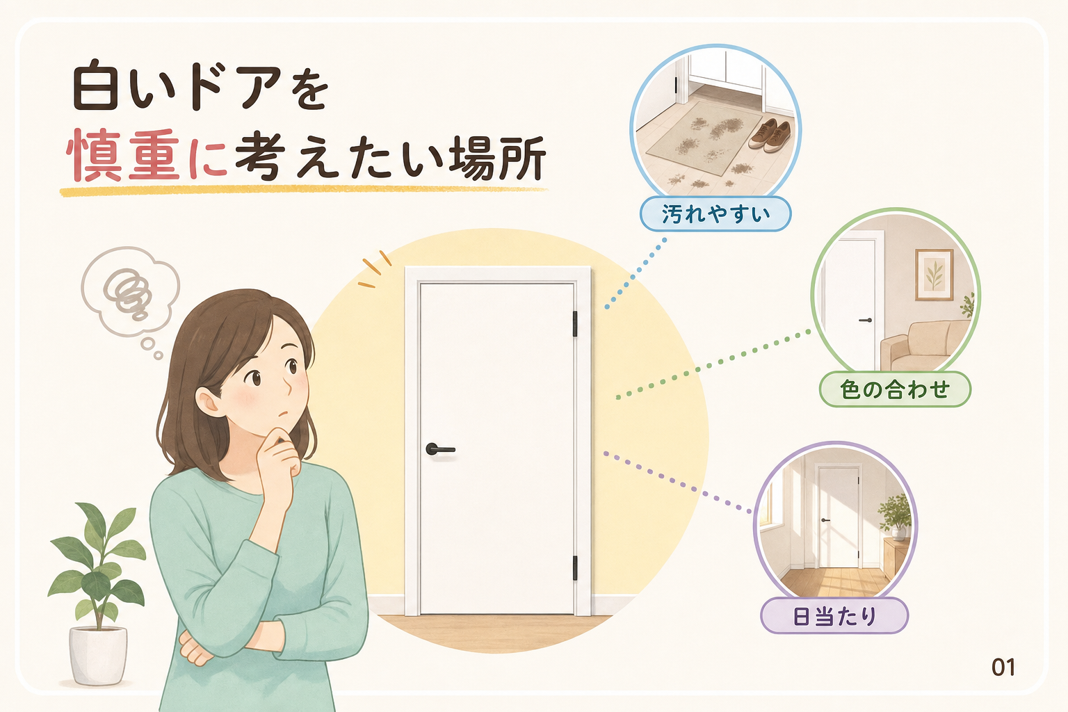 白いドアを慎重に考えたい場所