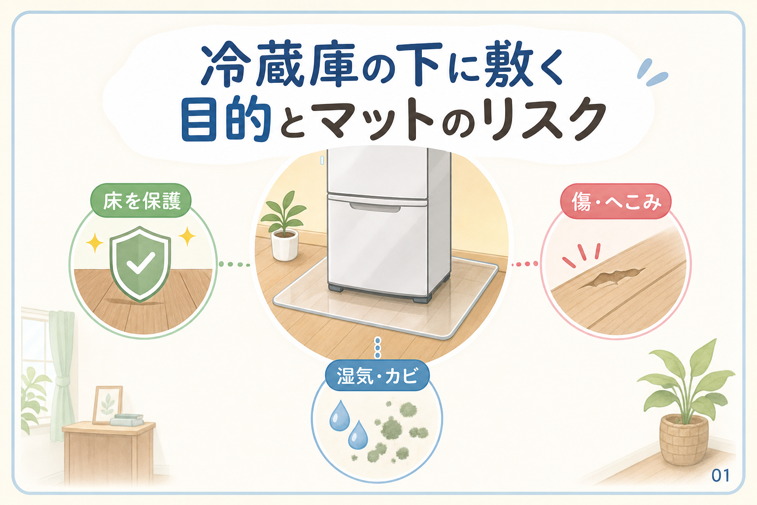 冷蔵庫の下に敷く目的とマットのリスク