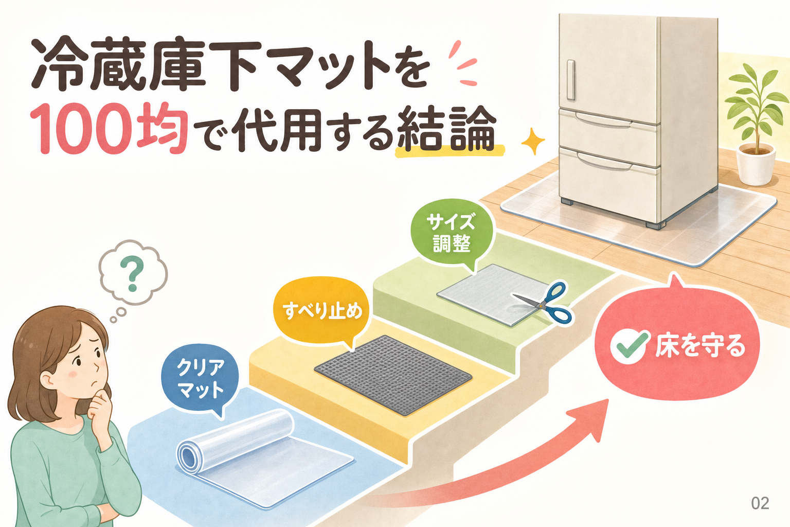 冷蔵庫下マットを100均で代用する結論