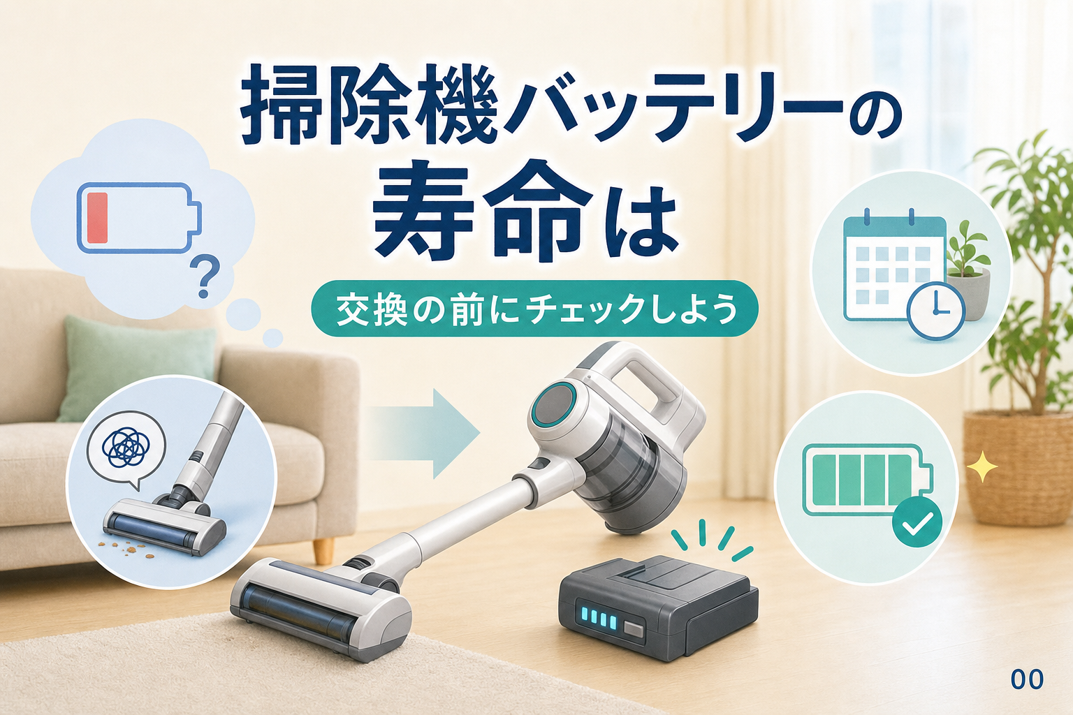 掃除機バッテリーの寿命は?すぐ止まる原因と交換前の確認順