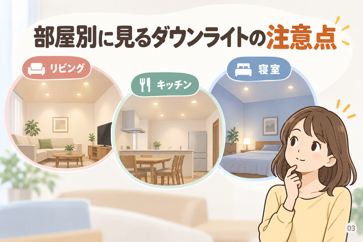 部屋別に見るダウンライトの注意点