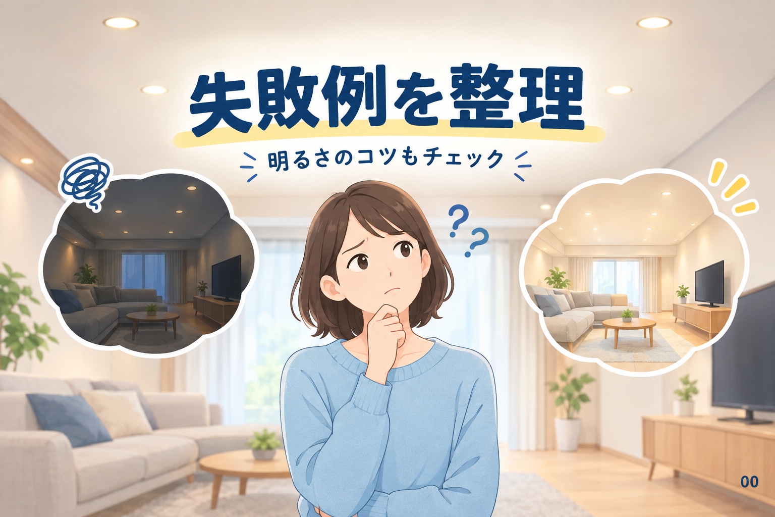 リビングをダウンライトだけにして暗くならない？失敗例を整理