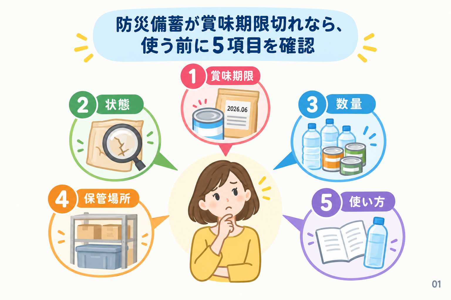 防災備蓄が賞味期限切れなら、使う前に5項目を確認
