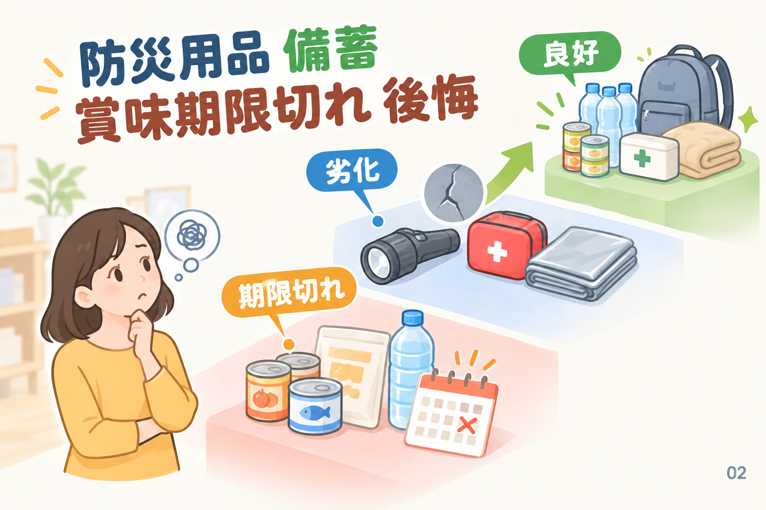 食品以外の防災用品も期限と劣化を分けて点検
