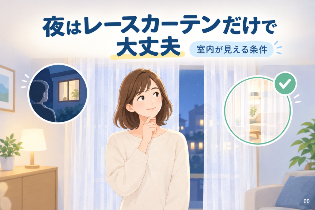 夜はレースカーテンだけで大丈夫？室内が見える条件